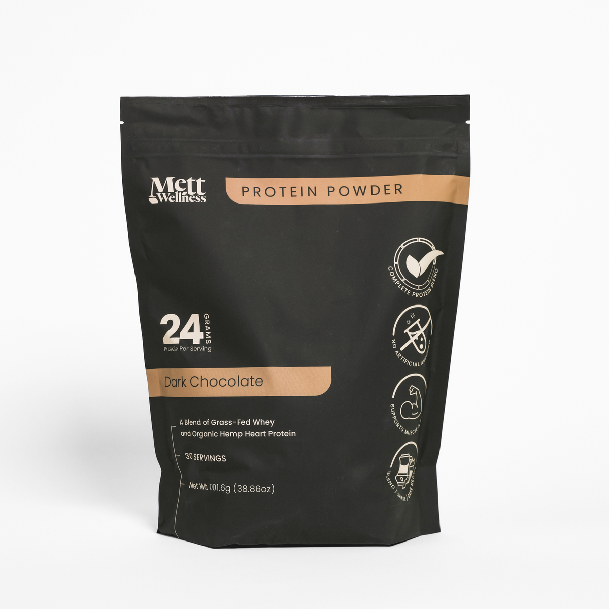 Dark Chocolate Grass Fed Whey + Hemp Heart Protein