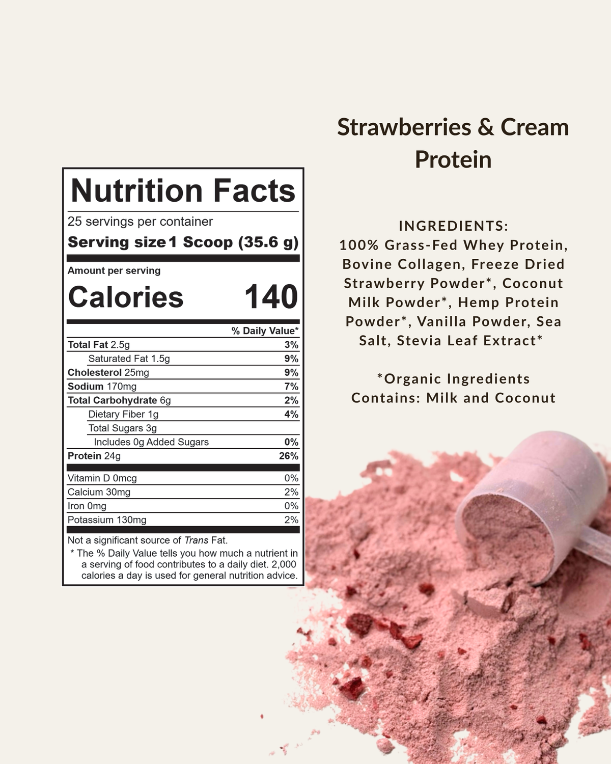 Strawberries and Cream Whey + Hemp Heart protein